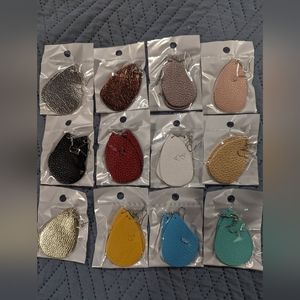 Lot of leather teardrop shaped earrings with backers